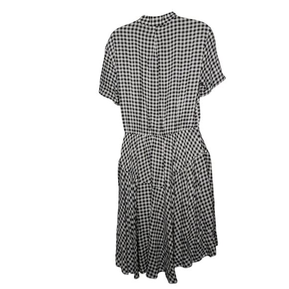 Shein Plaid Mini Dress Black White Summer Short Sleeve Button Size Medium - Picture 6 of 10